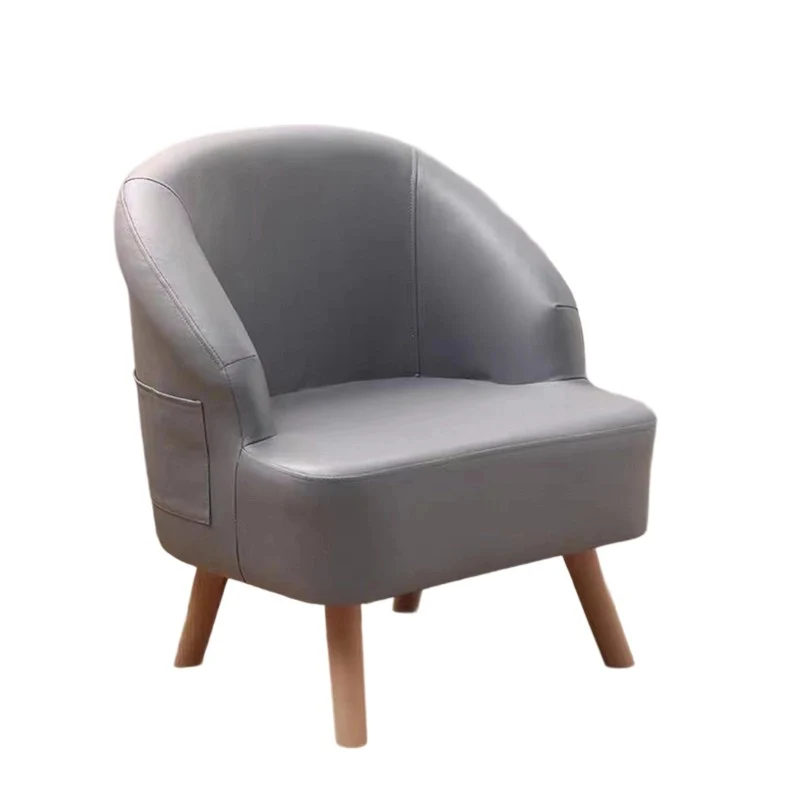 Contemporary Scandinavian Synthetic Fabric Solid Wood Semi-Enclosed Cylindrical Accent Chair With Backrest For Living Room