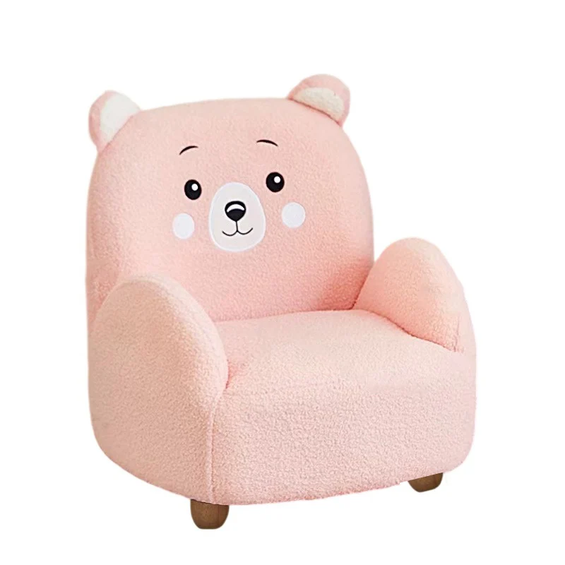 Modern Art Deco Sherpa Fabric Solid Wood Cartoon Animal Rounded Square Accent Chair With Backrest Armrests For Living Room