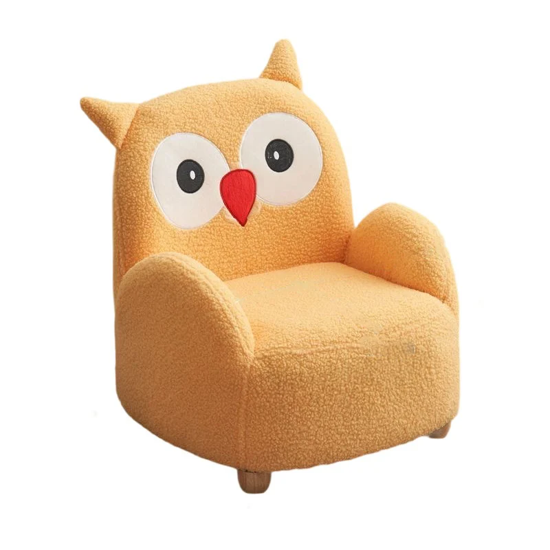 Modern Art Deco Sherpa Fabric Solid Wood Cartoon Animal Rounded Square Accent Chair With Backrest Armrests For Living Room