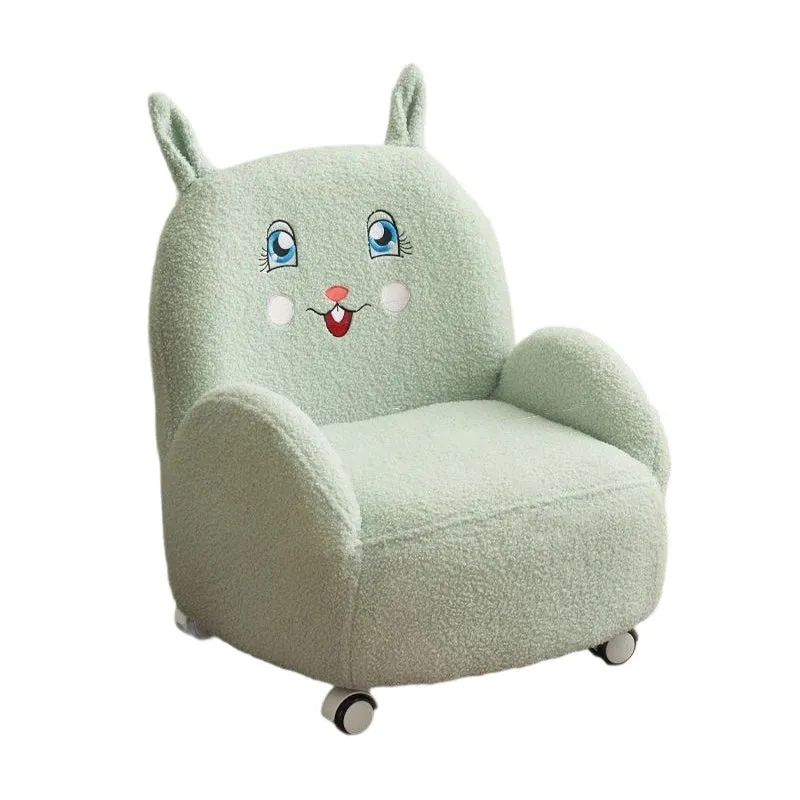 Modern Art Deco Sherpa Fabric Solid Wood Cartoon Animal Rounded Square Accent Chair With Backrest Armrests For Living Room