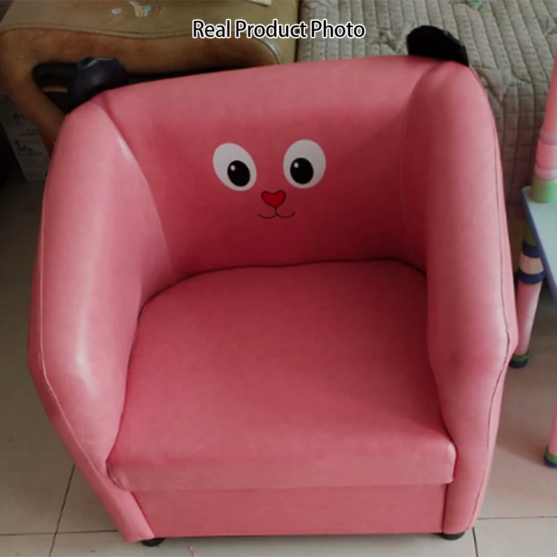 Contemporary Creative Kids Faux Oil-Waxed Leather Plywood Cartoon Animal Shaped Accent Chair Backrest Armrest For Living Room