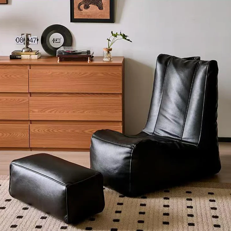 Traditional Vintage Rectangular PU Leather EPS Backrest Footrest Sofa For Living Room