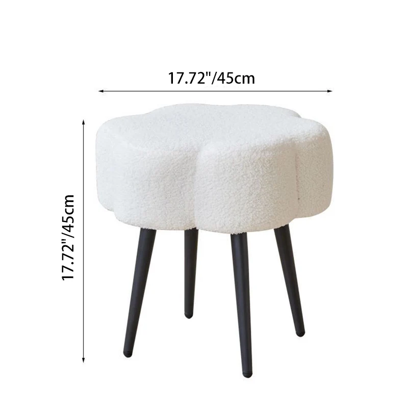 Contemporary Scandinavian Artificial Wood Sherpa Fabric Foam Sponge Armless Vanity Stool For Bedroom