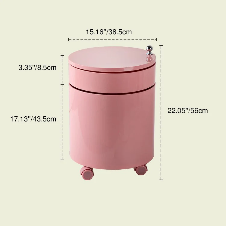 Modern Minimalist Rotatable Round ABS Steel Plate Movable End Table 2/3-Cabinet For Living Room