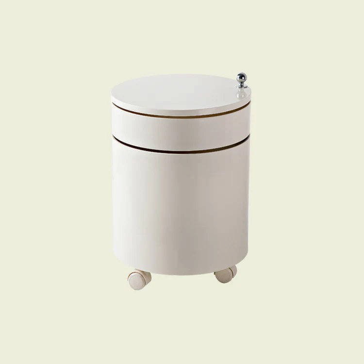 Modern Minimalist Rotatable Round ABS Steel Plate Movable End Table 2/3-Cabinet For Living Room