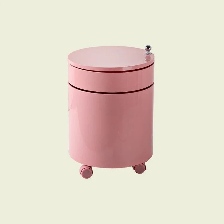 Modern Minimalist Rotatable Round ABS Steel Plate Movable End Table 2/3-Cabinet For Living Room