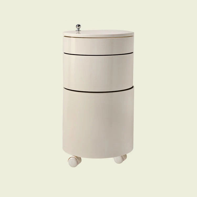 Modern Minimalist Rotatable Round ABS Steel Plate Movable End Table 2/3-Cabinet For Living Room
