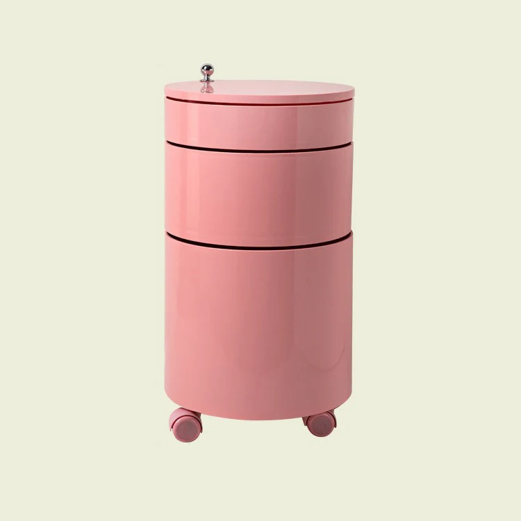 Modern Minimalist Rotatable Round ABS Steel Plate Movable End Table 2/3-Cabinet For Living Room