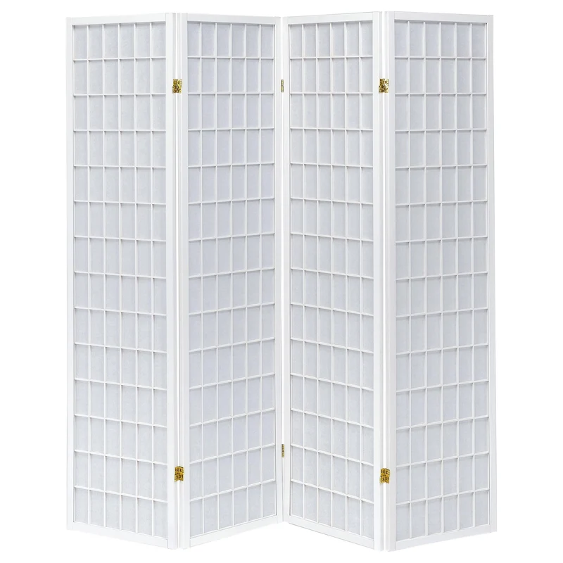 Coaster Furniture Roberto 902626 4-Panel Room Divider Folding Shoji Screen - White