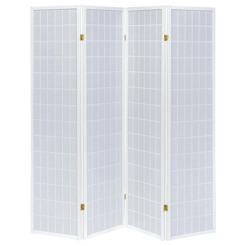 Coaster Furniture Roberto 902626 4-Panel Room Divider Folding Shoji Screen - White