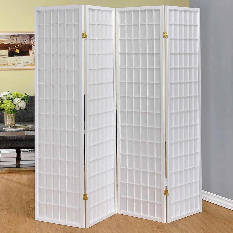 Coaster Furniture Roberto 902626 4-Panel Room Divider Folding Shoji Screen - White