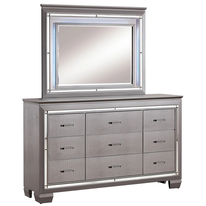 Furniture of America Bellanova CM7979SV 6 pc California King Upholstered Panel Bedroom Set