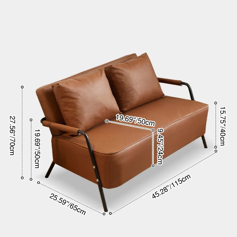 Traditional French Synthetic Fabric Cat Scratch Leather Metal Rectangular Curved Sofa 2-Seaters Backrest And Armrest For Living Room