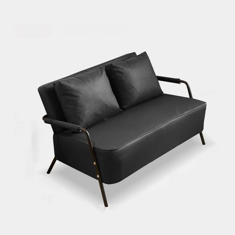 Traditional French Synthetic Fabric Cat Scratch Leather Metal Rectangular Curved Sofa 2-Seaters Backrest And Armrest For Living Room