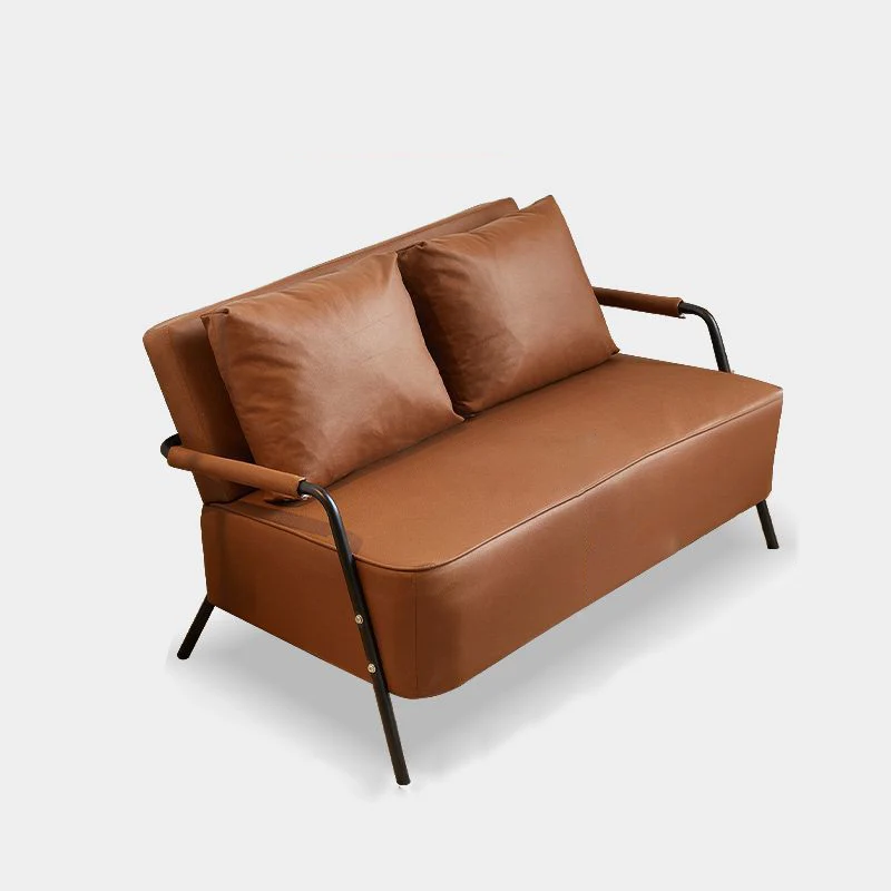 Traditional French Synthetic Fabric Cat Scratch Leather Metal Rectangular Curved Sofa 2-Seaters Backrest And Armrest For Living Room