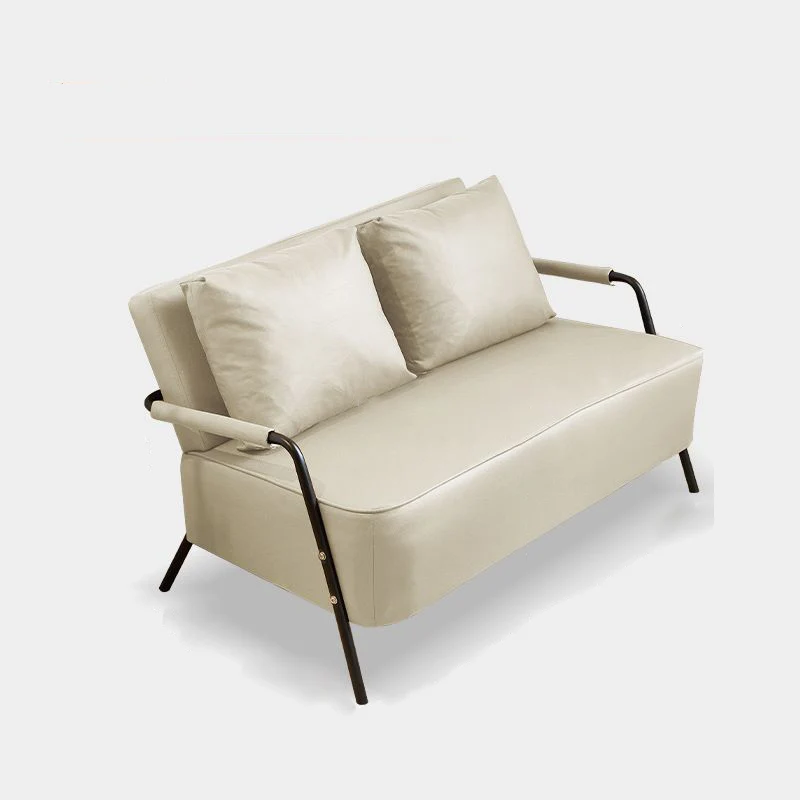 Traditional French Synthetic Fabric Cat Scratch Leather Metal Rectangular Curved Sofa 2-Seaters Backrest And Armrest For Living Room