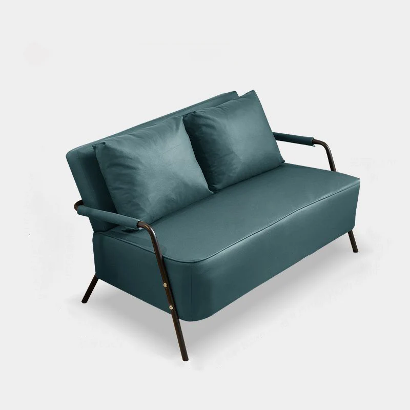 Traditional French Synthetic Fabric Cat Scratch Leather Metal Rectangular Curved Sofa 2-Seaters Backrest And Armrest For Living Room