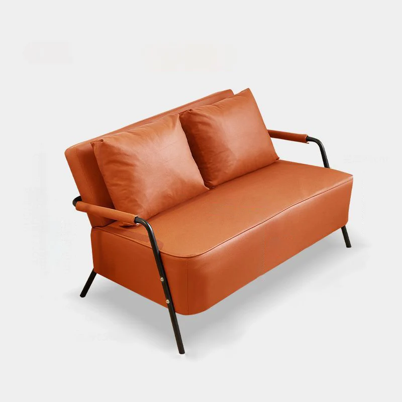 Traditional French Synthetic Fabric Cat Scratch Leather Metal Rectangular Curved Sofa 2-Seaters Backrest And Armrest For Living Room