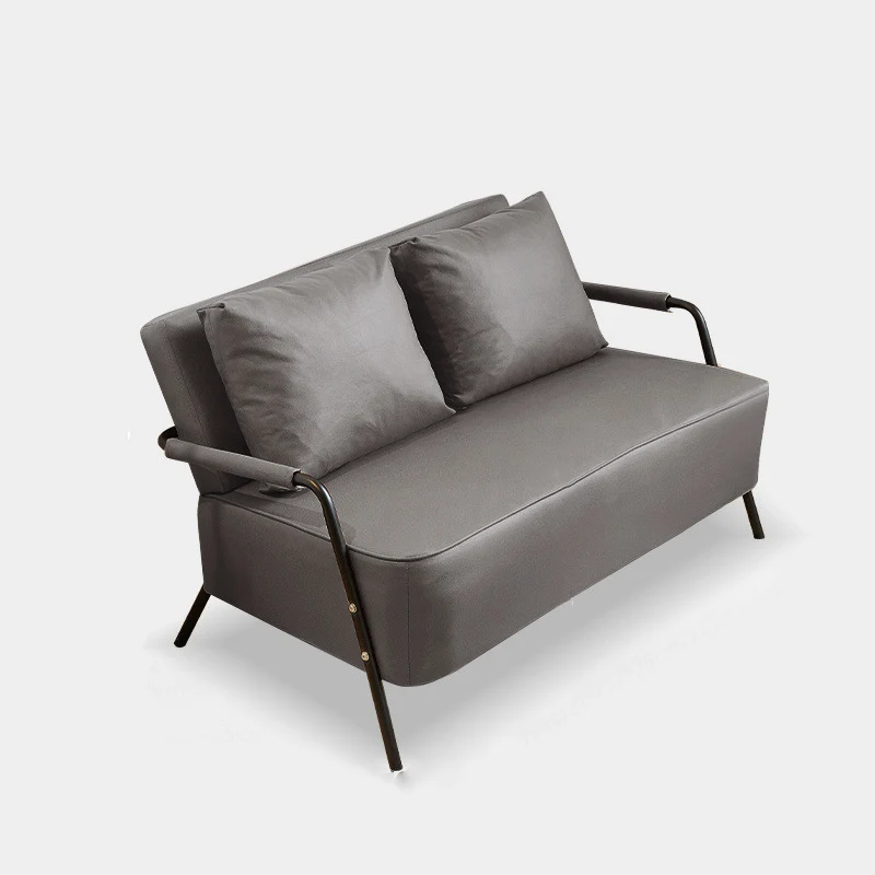 Traditional French Synthetic Fabric Cat Scratch Leather Metal Rectangular Curved Sofa 2-Seaters Backrest And Armrest For Living Room