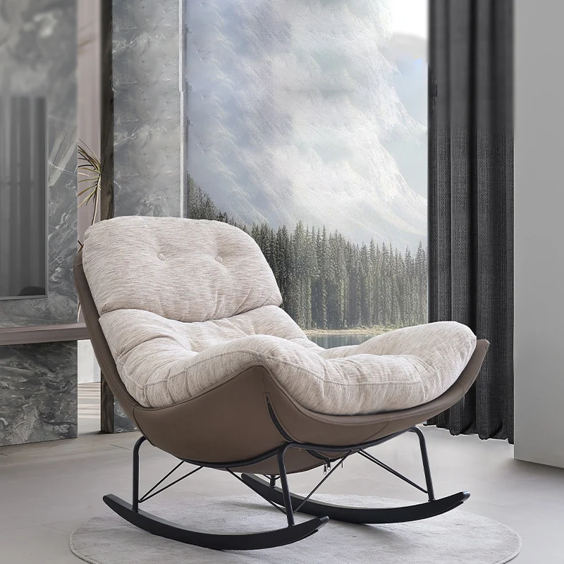 Contemporary Creative Eco Leather Suede Carbon Steel Oak Curved Semi-Enclosed Accent Chair With Backrest For Living Room