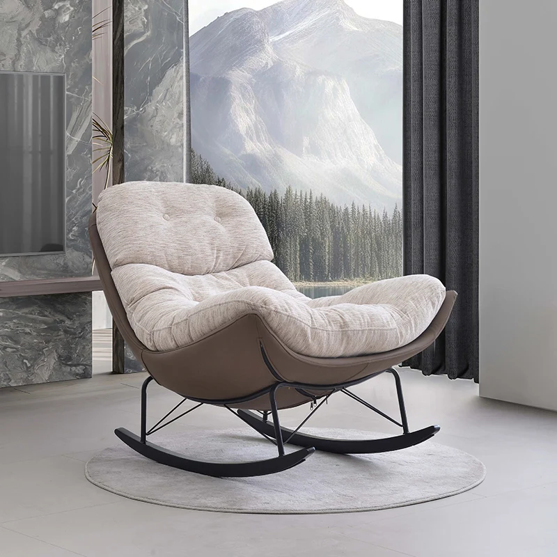 Contemporary Creative Eco Leather Suede Carbon Steel Oak Curved Semi-Enclosed Accent Chair With Backrest For Living Room