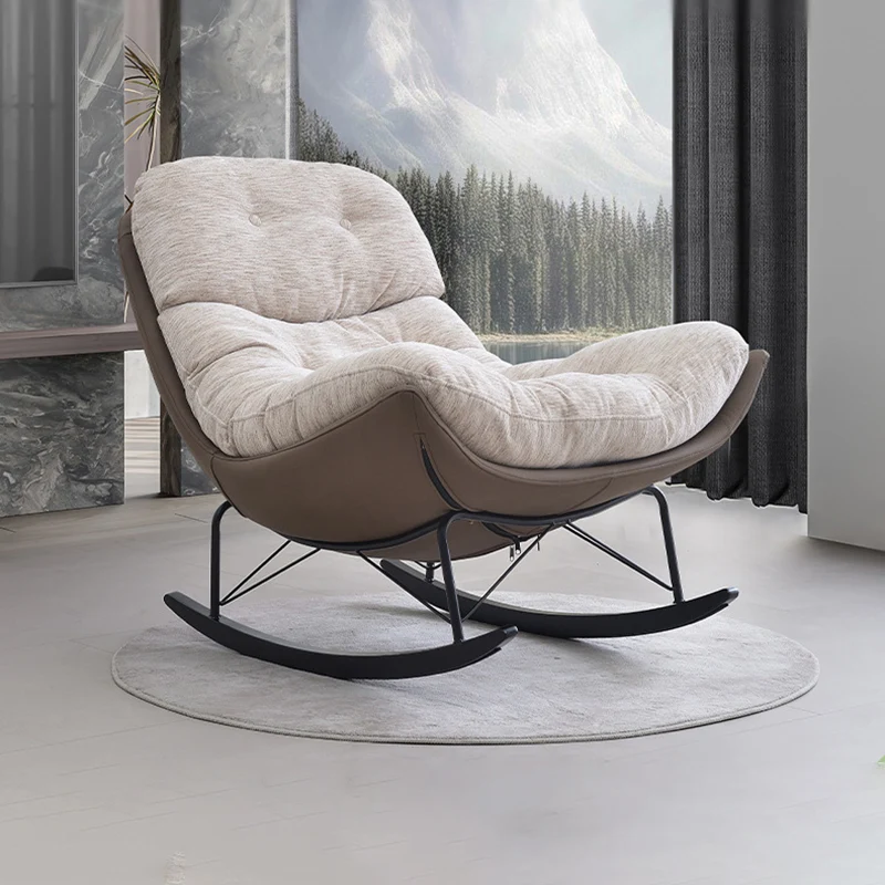 Contemporary Creative Eco Leather Suede Carbon Steel Oak Curved Semi-Enclosed Accent Chair With Backrest For Living Room