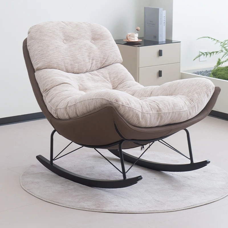 Contemporary Creative Eco Leather Suede Carbon Steel Oak Curved Semi-Enclosed Accent Chair With Backrest For Living Room