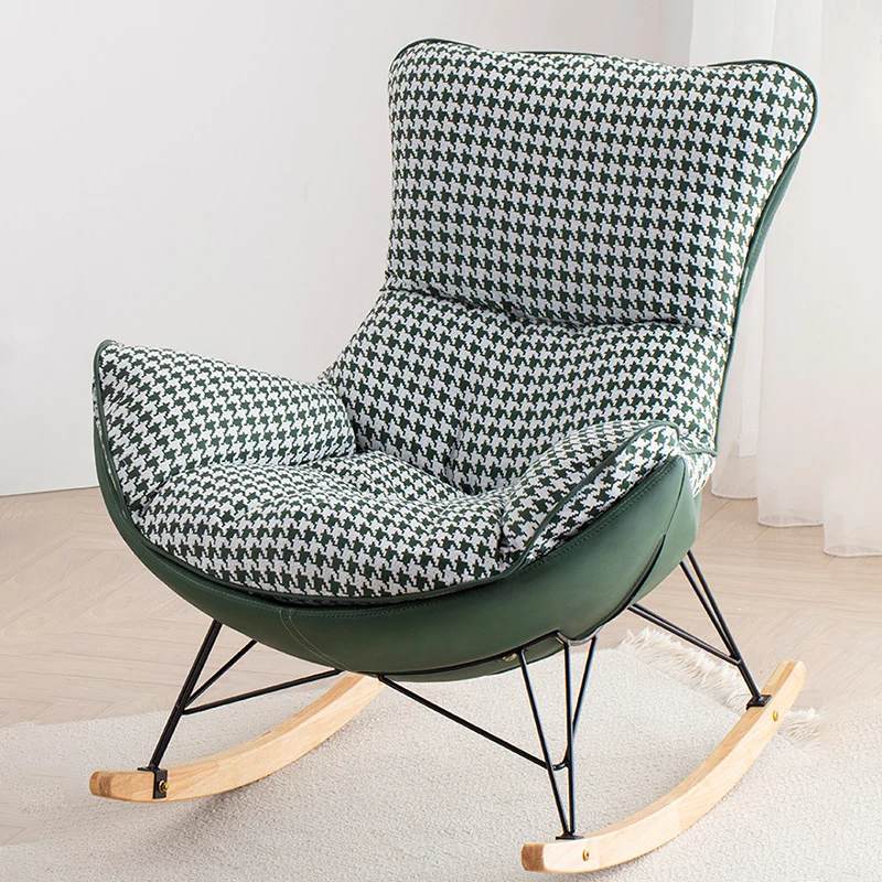 Contemporary Scandinavian Faux Leather Solid Wood Iron Curved Semi-Enclosed Accent Chair Backrest For Living Room