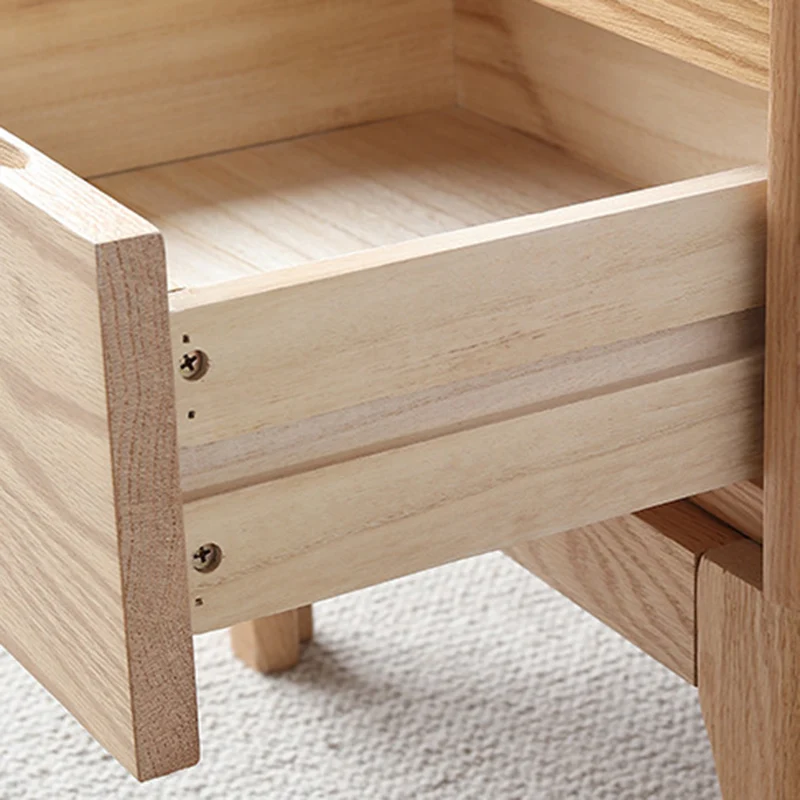 Contemporary Scandinavian Square Oak Solid Wood Paulownia Wood Nightstand 2-Drawer For Bedroom