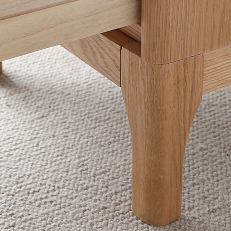 Contemporary Scandinavian Square Oak Solid Wood Paulownia Wood Nightstand 2-Drawer For Bedroom