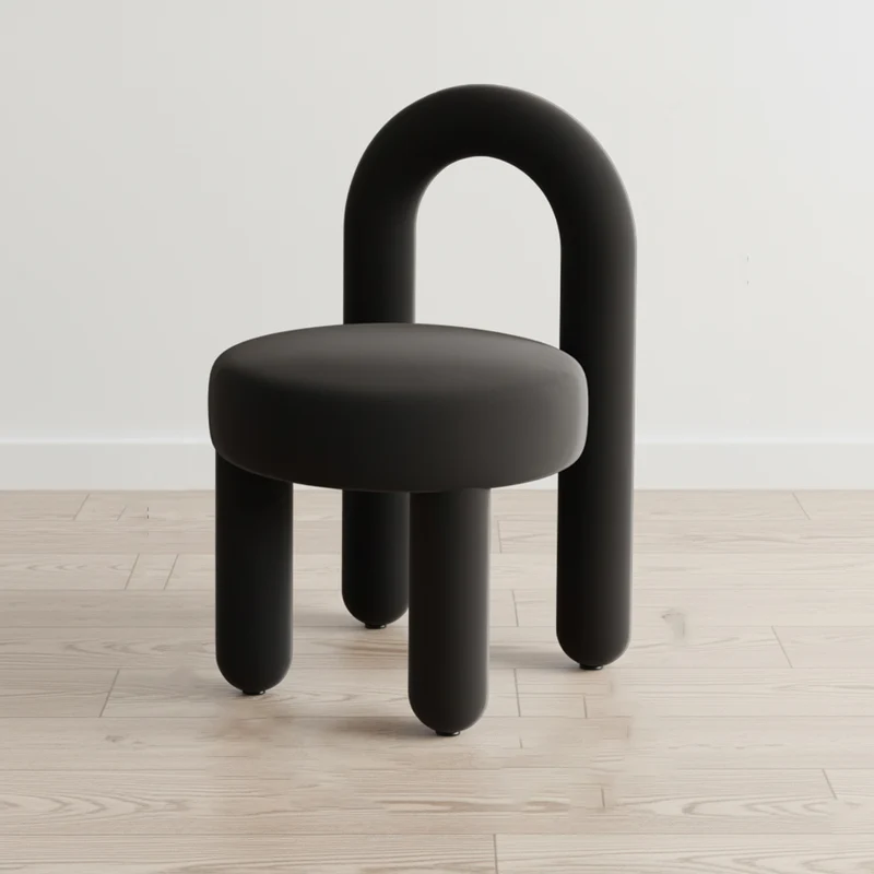 Contemporary Scandinavian Sintered Stone Solid Wood Iron Velvet Sponge Round Accent Chair & Table Set For Living Room
