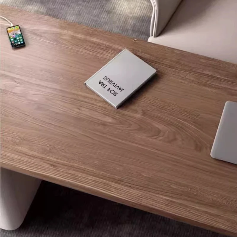 Modern Minimalist Trapezoidal Solid Wood Plywood Desks 3-Drawer For Home Office