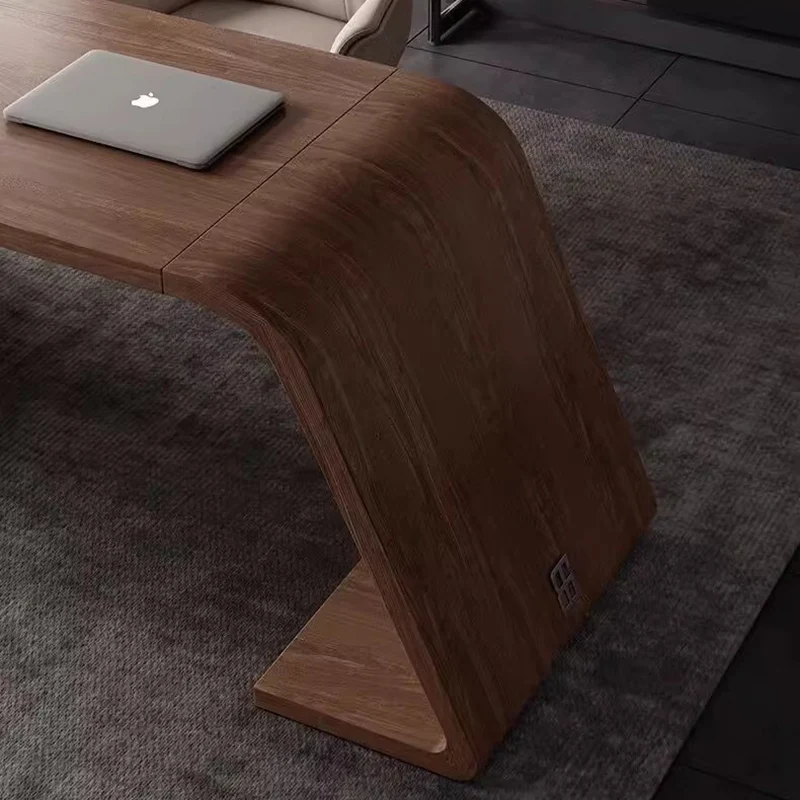 Modern Minimalist Trapezoidal Solid Wood Plywood Desks 3-Drawer For Home Office