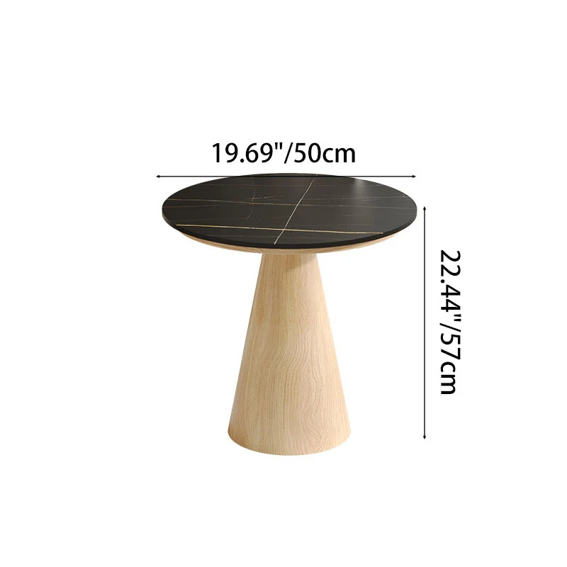 Contemporary Scandinavian Sintered Stone Carbon Steel Sherpa Fabric Sponge Round Accent Chair & Table Set For Living Room