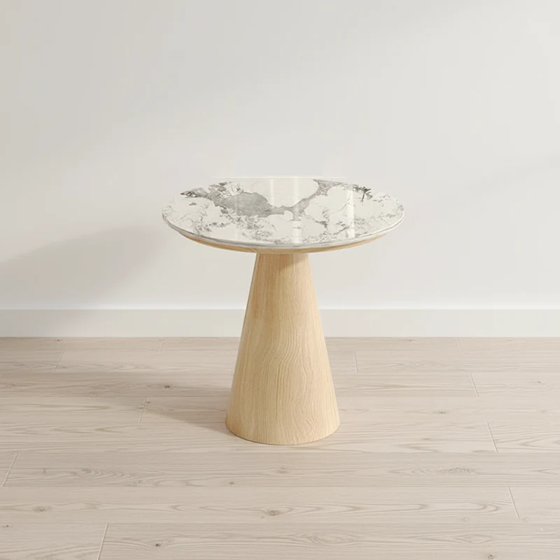 Contemporary Scandinavian Sintered Stone Carbon Steel Sherpa Fabric Sponge Round Accent Chair & Table Set For Living Room