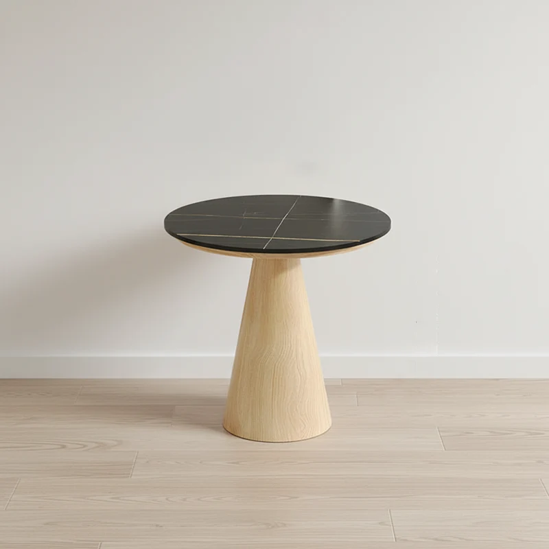 Contemporary Scandinavian Sintered Stone Carbon Steel Sherpa Fabric Sponge Round Accent Chair & Table Set For Living Room