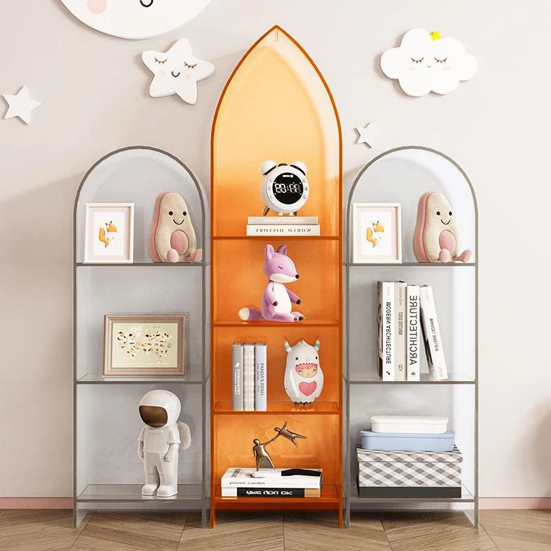 Modern Minimalist Curved Acrylic Bookshelves 3/4-Tier For Home Office
