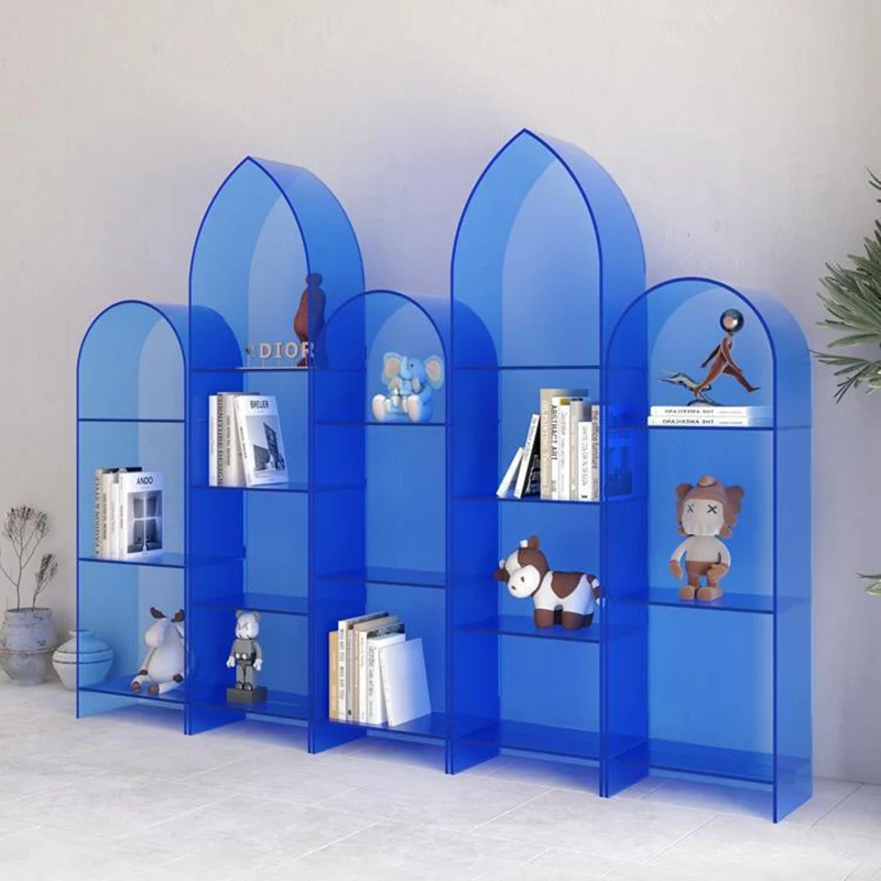 Modern Minimalist Curved Acrylic Bookshelves 3/4-Tier For Home Office