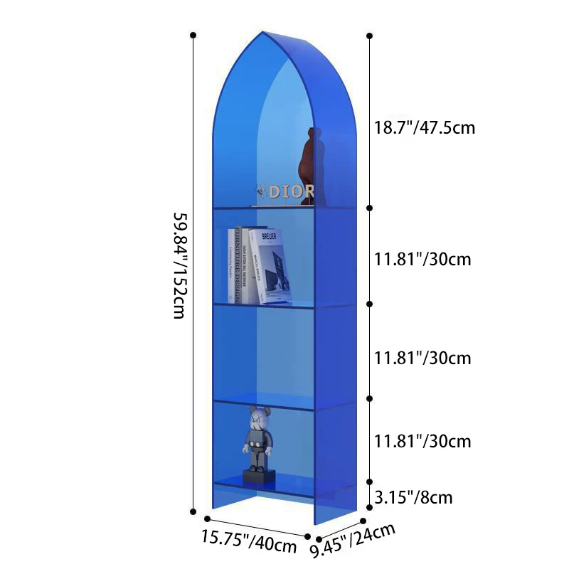Modern Minimalist Curved Acrylic Bookshelves 3/4-Tier For Home Office