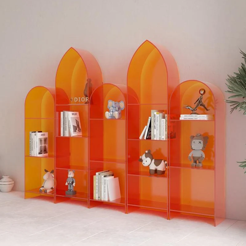 Modern Minimalist Curved Acrylic Bookshelves 3/4-Tier For Home Office