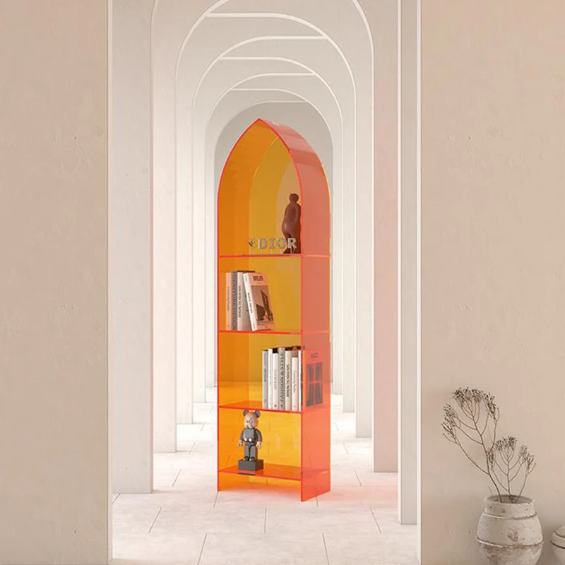 Modern Minimalist Curved Acrylic Bookshelves 3/4-Tier For Home Office