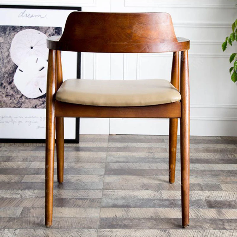 Modern Minimalist Square White Camphor Wood PU Leather Backrest Chair For Living Room