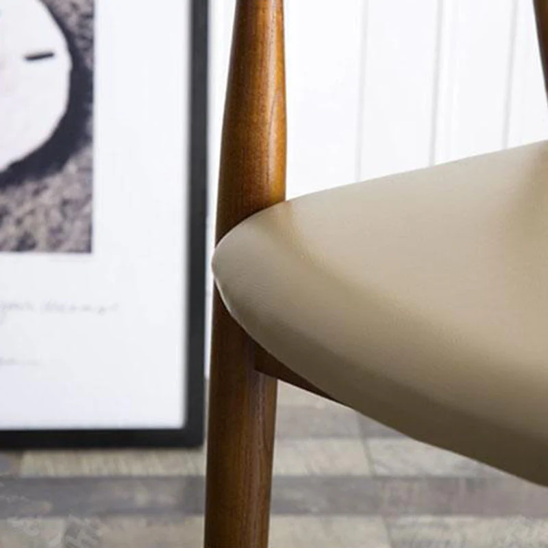 Modern Minimalist Square White Camphor Wood PU Leather Backrest Chair For Living Room