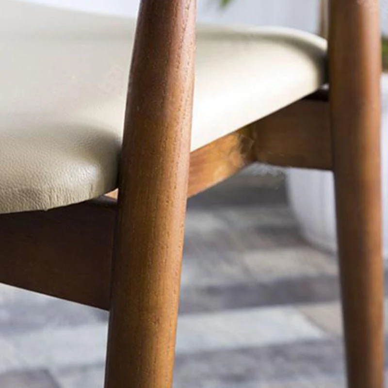 Modern Minimalist Square White Camphor Wood PU Leather Backrest Chair For Living Room