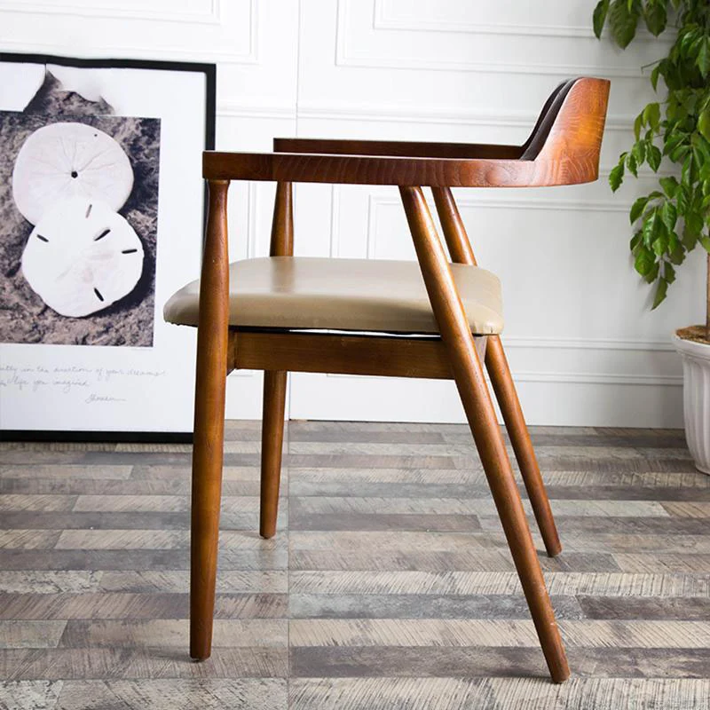 Modern Minimalist Square White Camphor Wood PU Leather Backrest Chair For Living Room