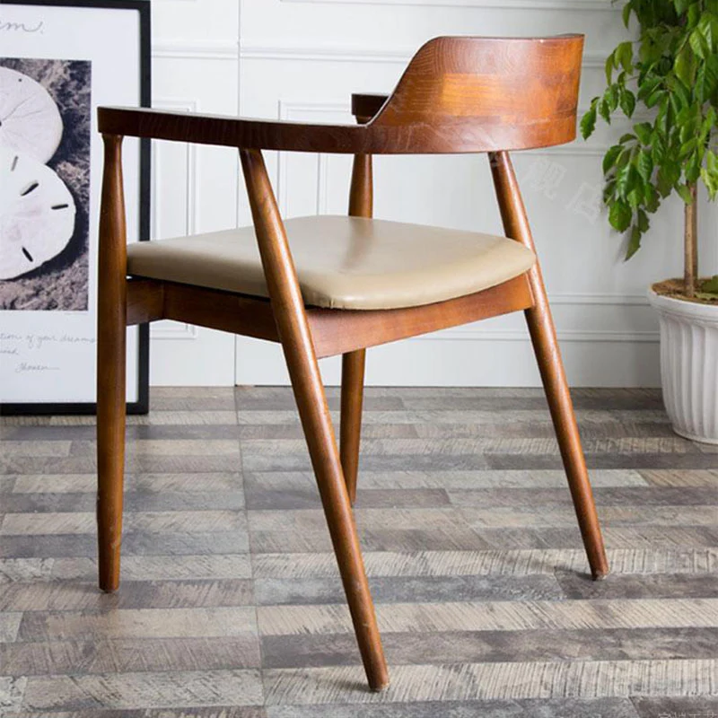 Modern Minimalist Square White Camphor Wood PU Leather Backrest Chair For Living Room