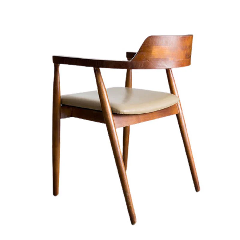 Modern Minimalist Square White Camphor Wood PU Leather Backrest Chair For Living Room