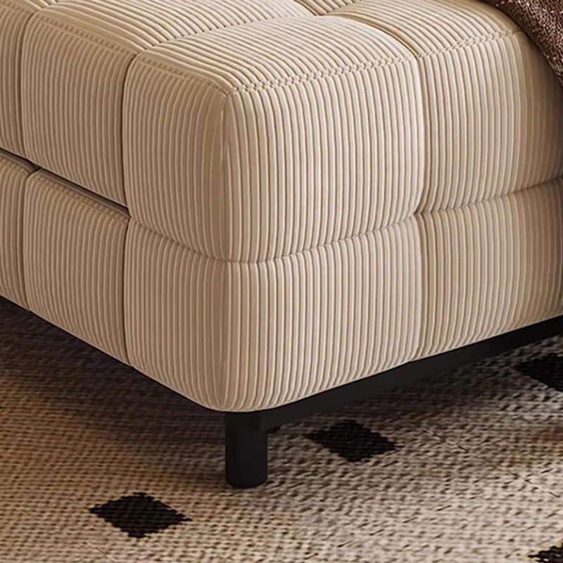 Traditional French Rectangular Corduroy Fabric Carbon Steel Accent Chair Backrest Armless For Living Room