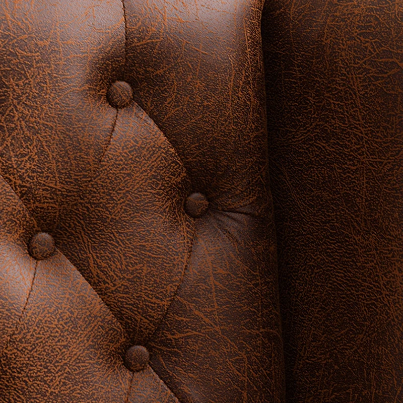 Traditional Vintage Rectangular PU Leather Suede Fabric Solid Wood Medium Density Fiberboard Accent Chair Backrest Armrest For Living Room