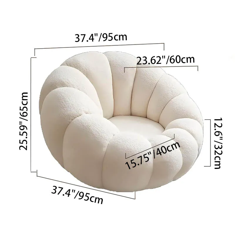 Nordic-Style Swivel Pumpkin Accent Chair - Skin-Friendly Sherpa Fabric & Soft Sitting Sofa Chair For Living Room